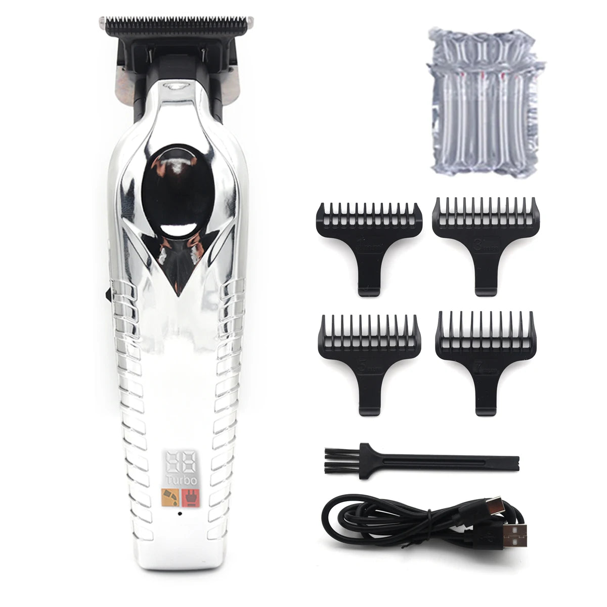 Men's Hair Trimmer – Zero Gapped DLC T-Blade, LED Display, Low Noise, Cordless Professional Hair Clipper for Finishing