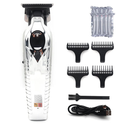 Men's Hair Trimmer – Zero Gapped DLC T-Blade, LED Display, Low Noise, Cordless Professional Hair Clipper for Finishing