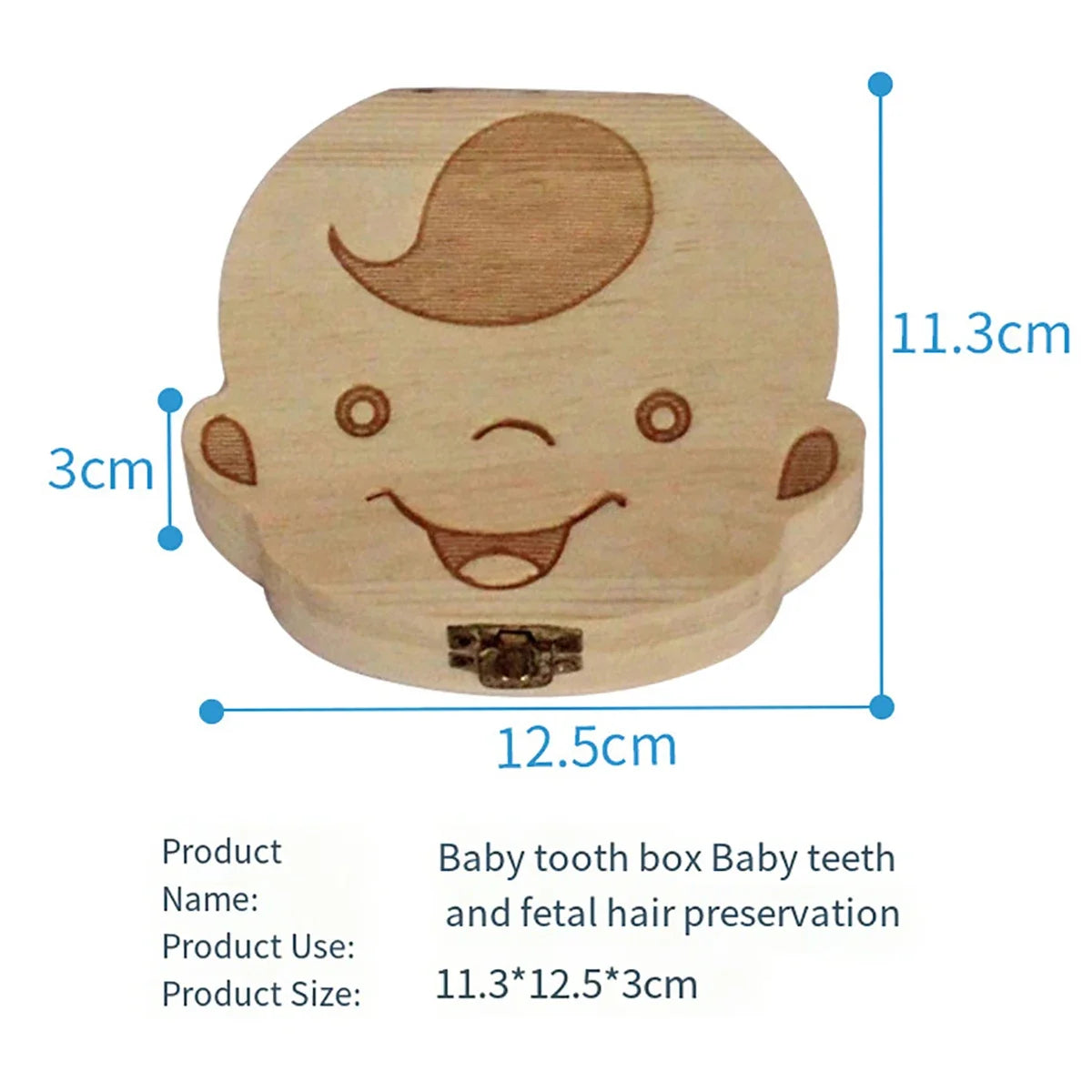 Wooden Baby Tooth & Fetal Hair Storage Box – Keepsake Souvenir Box for Baby Teeth and Hair, Tooth Fairy Collection Box