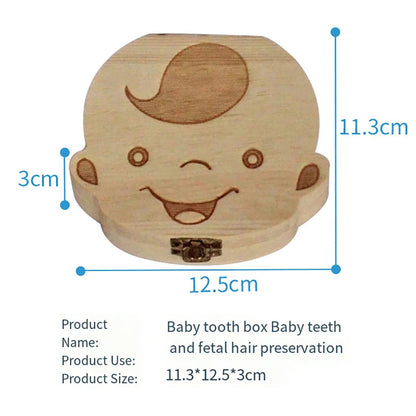 Wooden Baby Tooth & Fetal Hair Storage Box – Keepsake Souvenir Box for Baby Teeth and Hair, Tooth Fairy Collection Box