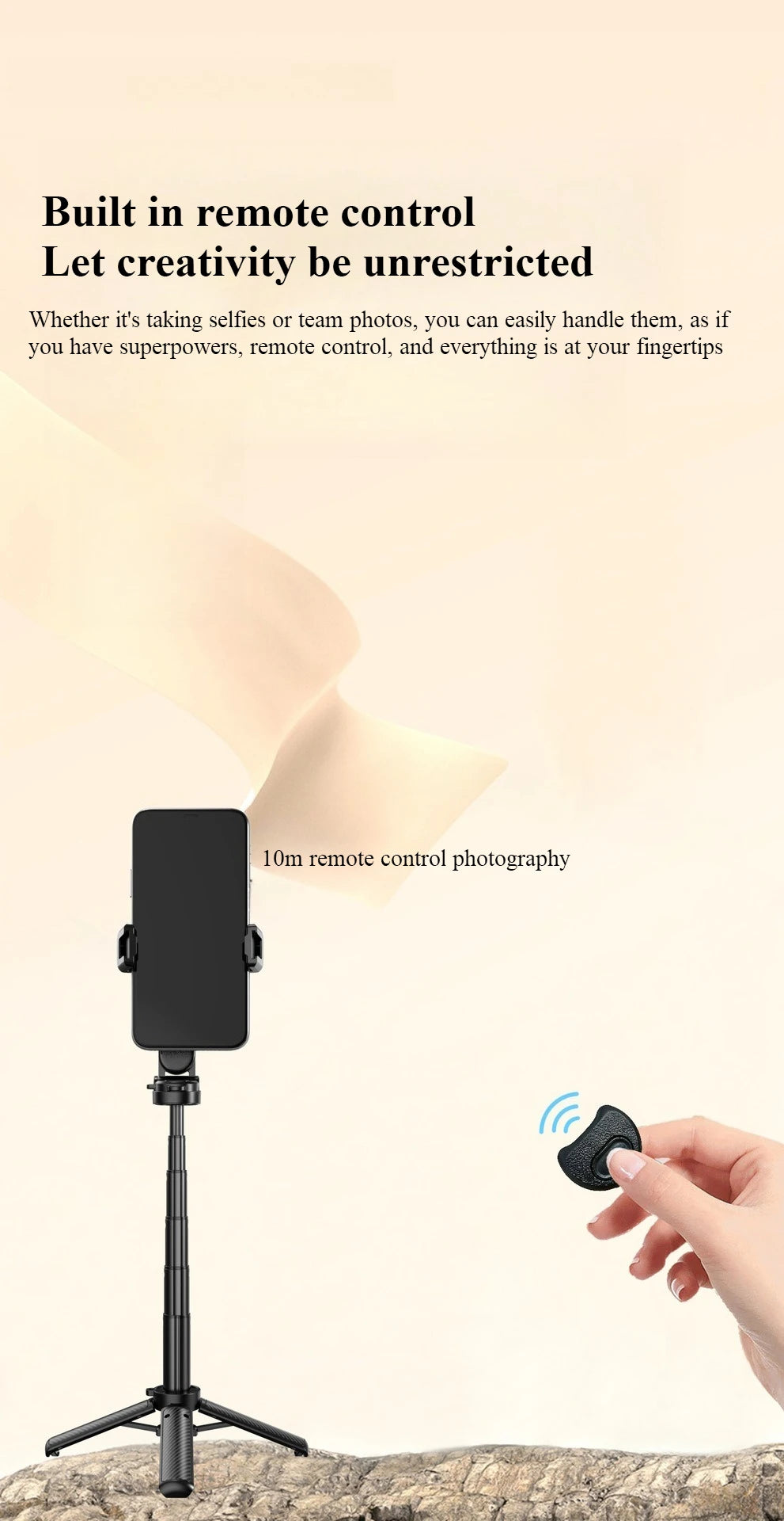 Mini Selfie Stick & Three-Corner Stand – Foldable Phone Holder with Detachable Remote for iPhone & Smartphones, Portable Travel Bracket