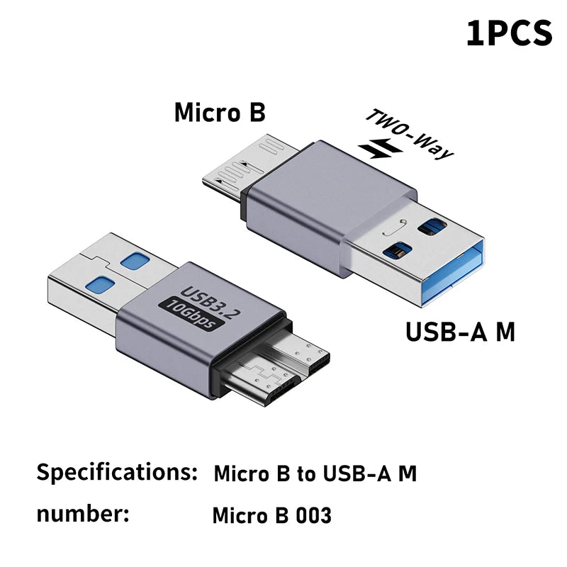 Micro B USB 3.0 Male to Type-C Female Adapter – USB 3.0 to Type-C Connector for External Hard Drive HDD Cable