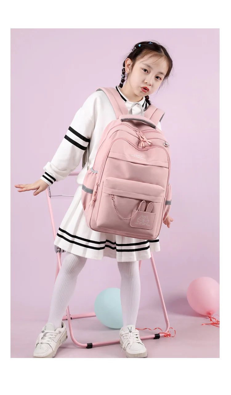 Girls’ School Backpack | Purple & Pink Large Capacity Bookbag for Kids, Primary Students Gift
