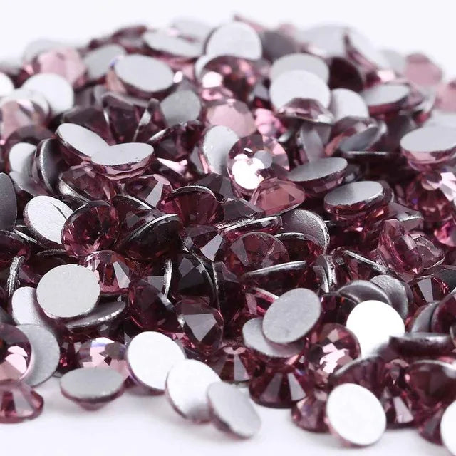 Light Pink & Rose 3D Glass Nail Art Rhinestones – SS3-SS30 Crystal Non-Hotfix Nail Decorations for Manicure Design & DIY Nails