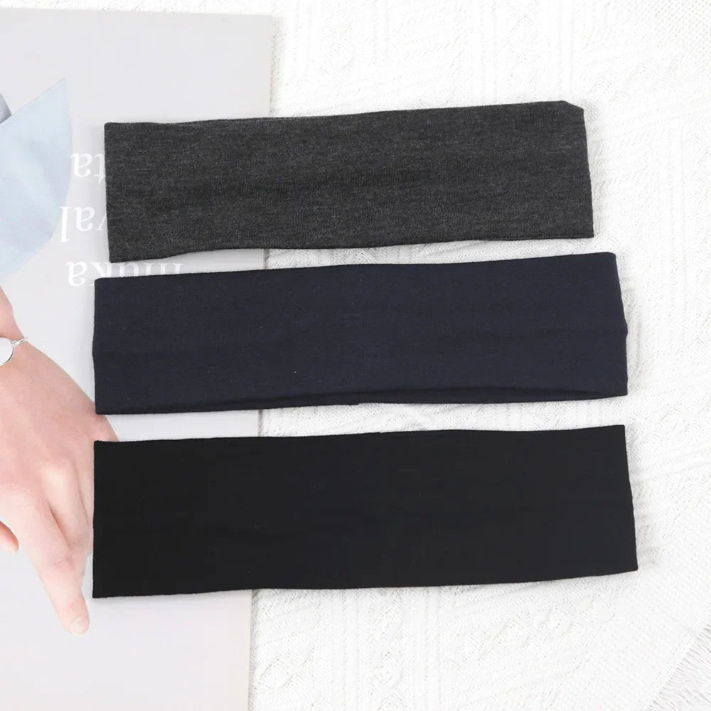 3pcs Elastic Solid Color Hair Bands – Unisex Headbands for Sports, Yoga, Running & Fitness