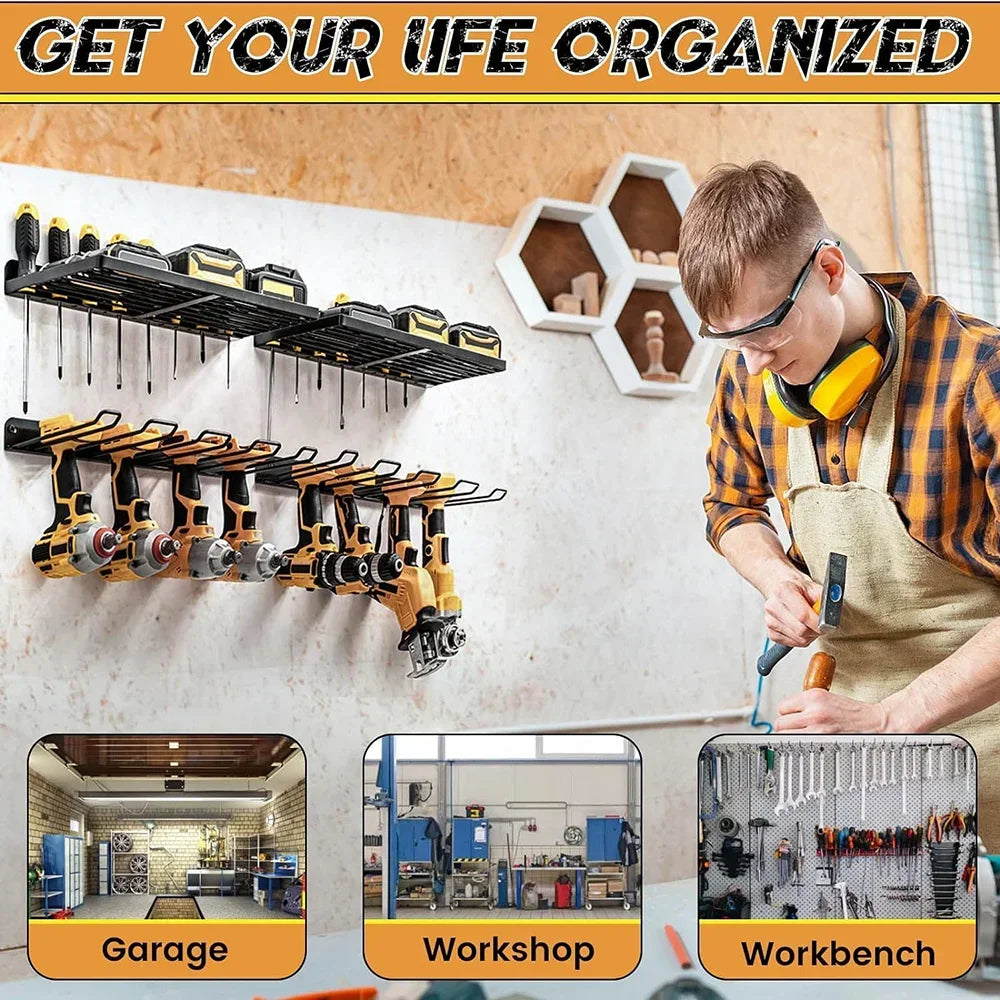 2-Pack Power Tool Wall Mount Holders – Heavy Duty Pegboard Storage Racks for Drill & Screwdriver in Workshop/Garage