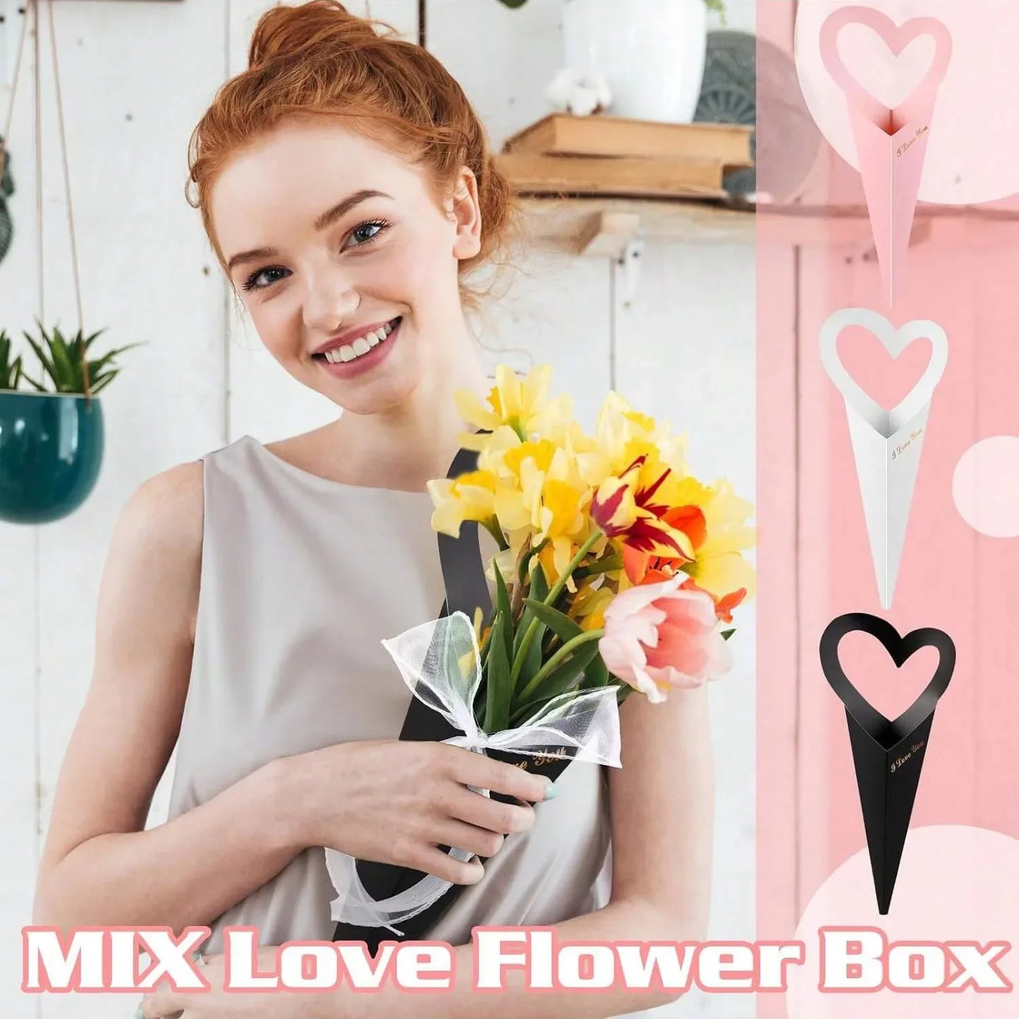 12/24/36PCS Heart-Shaped Bouquet Bags – Floral Packaging & Gift Decoration for DIY Valentine’s Day Gifts
