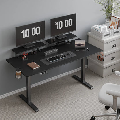 Electric Standing Desk with 2 Adjustable Monitor Shelves – Memory Controller & Height Adjustable Stand Up Desk