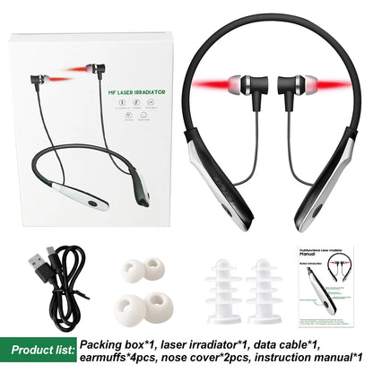 Laser Therapy LLLT for Ear Tinnitus – 650nm Red Light Hanging Neck Physiotherapy for Otitis Media, Rhinitis & Sinusitis