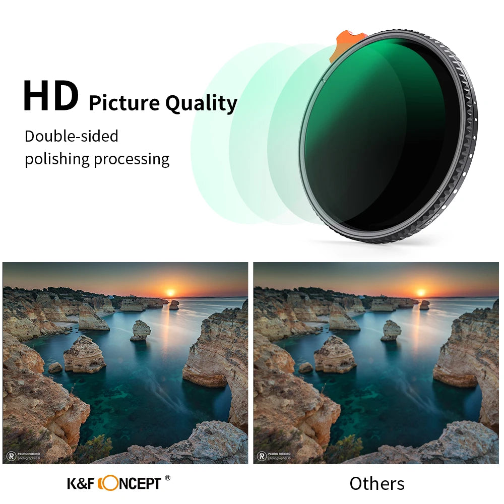 K&F Concept Variable ND Filter ND2–ND400 | HD Adjustable Neutral Density Lens Filter, 49mm–82mm