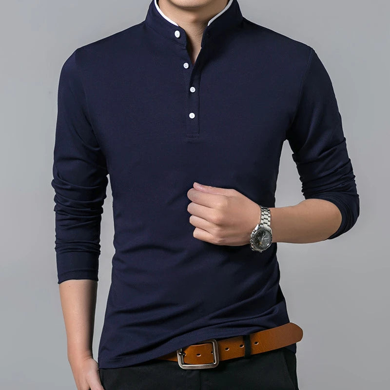 Men's Business Casual Polo Shirt - Long Sleeve Breathable Formal Top Comfortable Summer Wear
