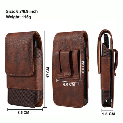 Universal Leather Waist Bag – Mobile Phone Belt Clip Case for iPhone 15, 14, 13, 12 Pro Max, Samsung Galaxy S22, S23, Xiaomi, Huawei