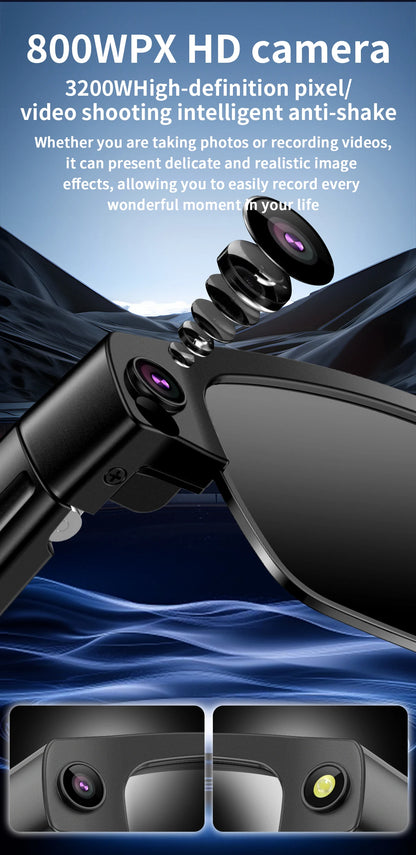 AI Smart Camera Glasses — 8MP with Bluetooth for Calls & Music, Object Recognition, and AI Translation