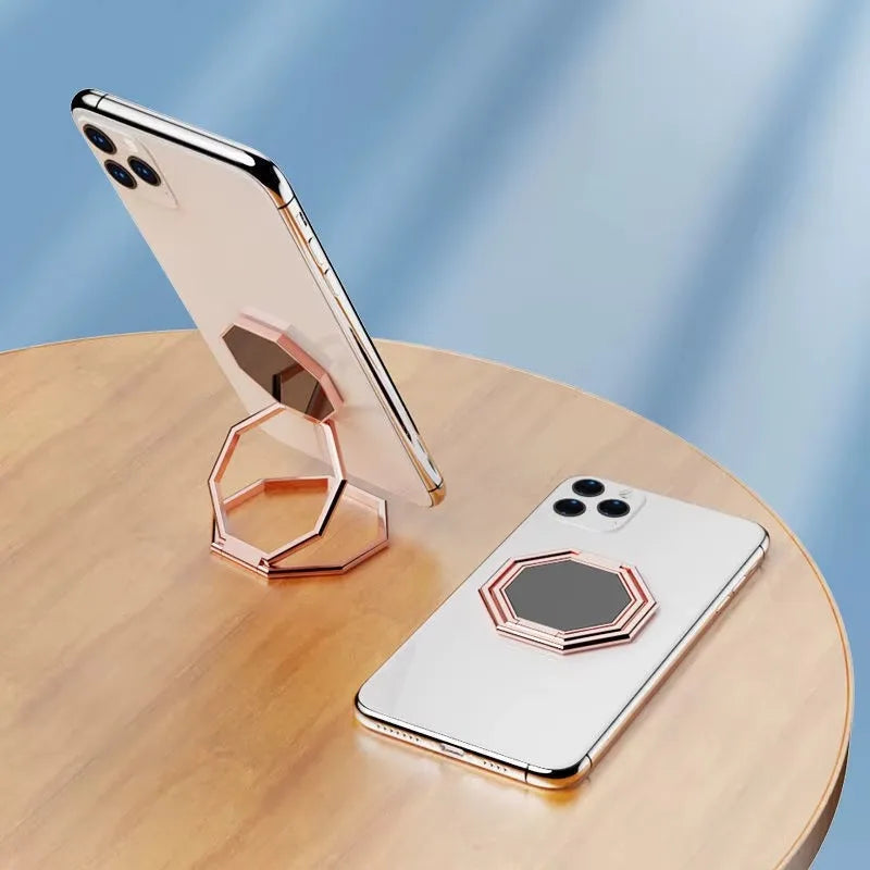 360° Rotating Metal Phone Ring Holder - Foldable Finger Grip and Kickstand for iPhone 15/16 Pro Max, Xiaomi, and Huawei