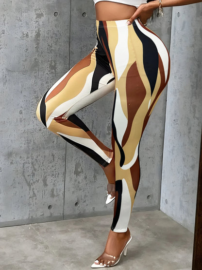 Women High Waisted Printed Yoga Leggings, Elastic Gym Sports Pants for Running Fitness & Casual Activewear Butt Lift Fit