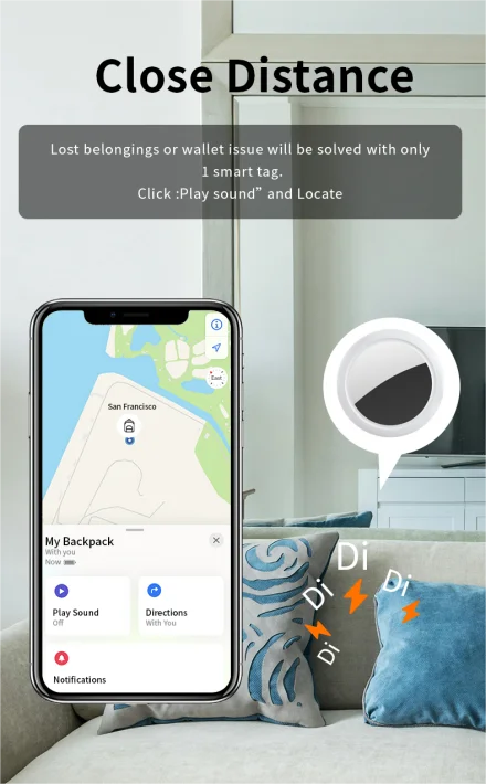 JSPTEC AirTag Bluetooth GPS Tracker - IPX5 Waterproof Mini Finder for iOS, Kids, Pets & Everyday Tracking