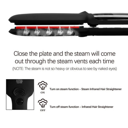 Professional Steam Hair Straightener – 2" Ceramic Infrared Flat Iron for Salon Styling & Care