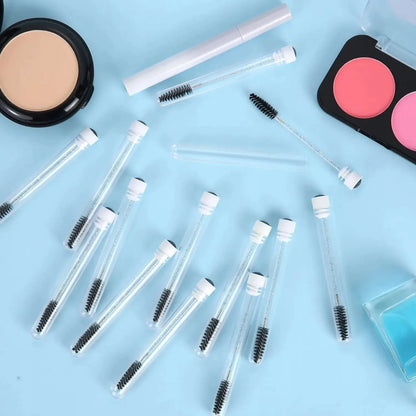50PCS Eyelash and Eyebrow Brushes with Storage Tubes - Reusable Mascara Wands and Applicators for Lash Extensions and Makeup Care