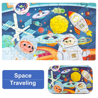 60-Piece Jigsaw Puzzle Set — Cartoon Animals & Vehicles Montessori Educational Toys for Kids, Perfect Christmas Gifts