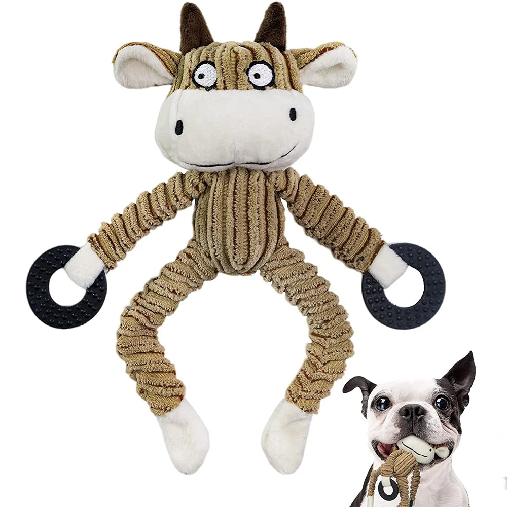 Plush Squeaky Monkey Dog Toy - Puppy Teething & Training Chew Toy for Small Dogs, Interactive Pet Playtime