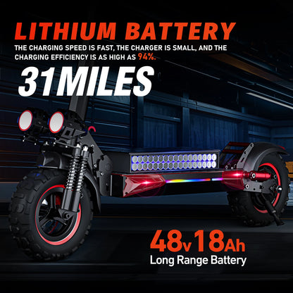 J11MAX Foldable Electric Scooter for Adults — 48V 1200W, 18Ah, 11" Off-Road Tires, Waterproof Smart E-Scooter