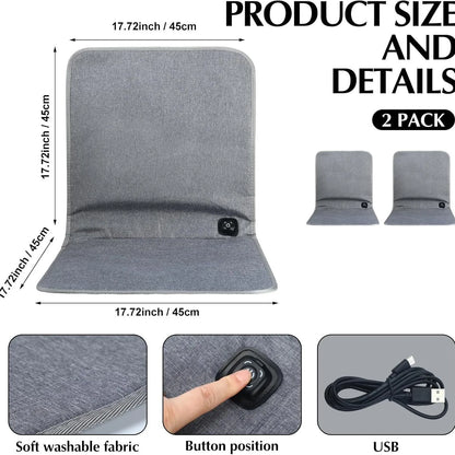 Winter USB Heated Seat Cushion 90x43cm – Waterproof 3-Level Temperature Heating Pad for Car, Office, Bed & Outdoor Use