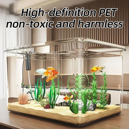 Transparent Desktop Aquarium Fish Tank - Creative Rectangular Home & Office Decor Tank for Small Fish