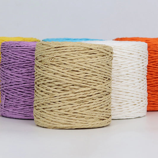 Raffia Straw Yarn - 100g Handmade Crochet Material for Summer Hats, Bags & DIY Handcraft Projects