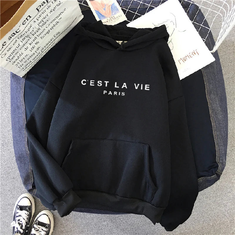 Women's Casual Print Loose Hoodie – Spring Long-Sleeve Harajuku Pullover Sweatshirt, Streetwear Style