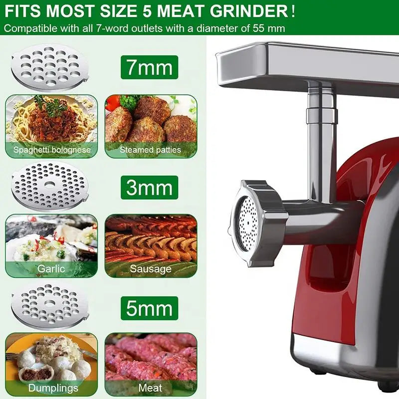 Stainless Steel Meat Grinder Blades & Plate Discs – Food Grinder Accessories for Stand Mixers & Meat Grinders