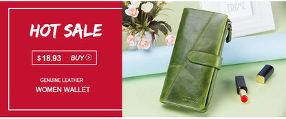 CONTACT'S Genuine Leather Short Wallet for Women — Luxury Designer Card & Coin Holder, Mini Money Clip Wallet with Free Shipping