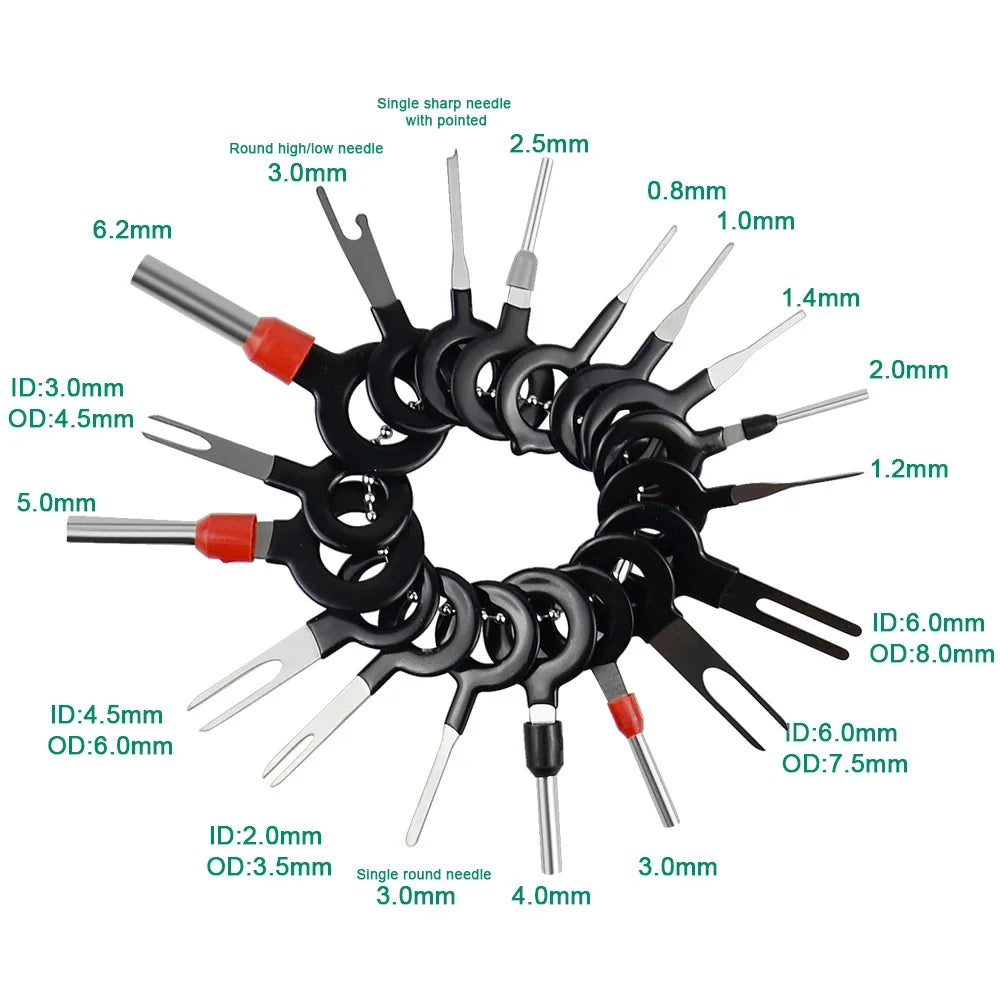 11/18/26-Pcs Car Terminal Removal & Repair Tool Kit – Electrical Wiring Crimp Connector Pin Extractors for Automotive Plugs