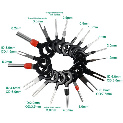 11/18/26-Pcs Car Terminal Removal & Repair Tool Kit – Electrical Wiring Crimp Connector Pin Extractors for Automotive Plugs