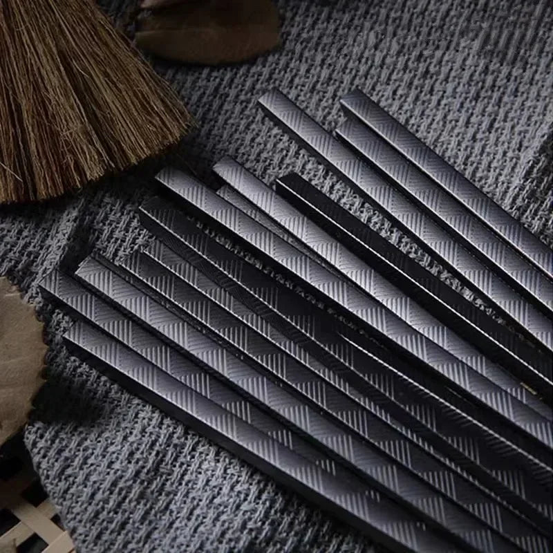 Reusable Black Alloy Chinese Chopsticks – Food Grade, Safe Bamboo, High-Temperature Sterilizable Sushi Sticks