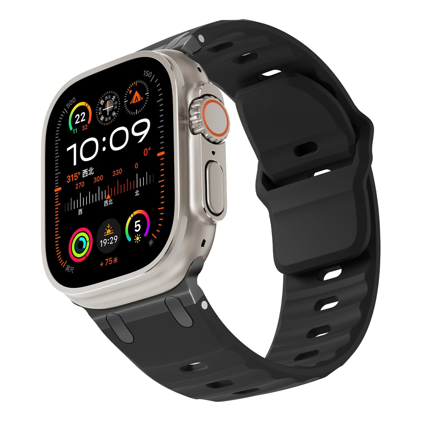 Sport Silicone & Stainless Steel Strap for Apple Watch — Fits Ultra 2 & Series 10/9/8/7/SE (44–49mm)