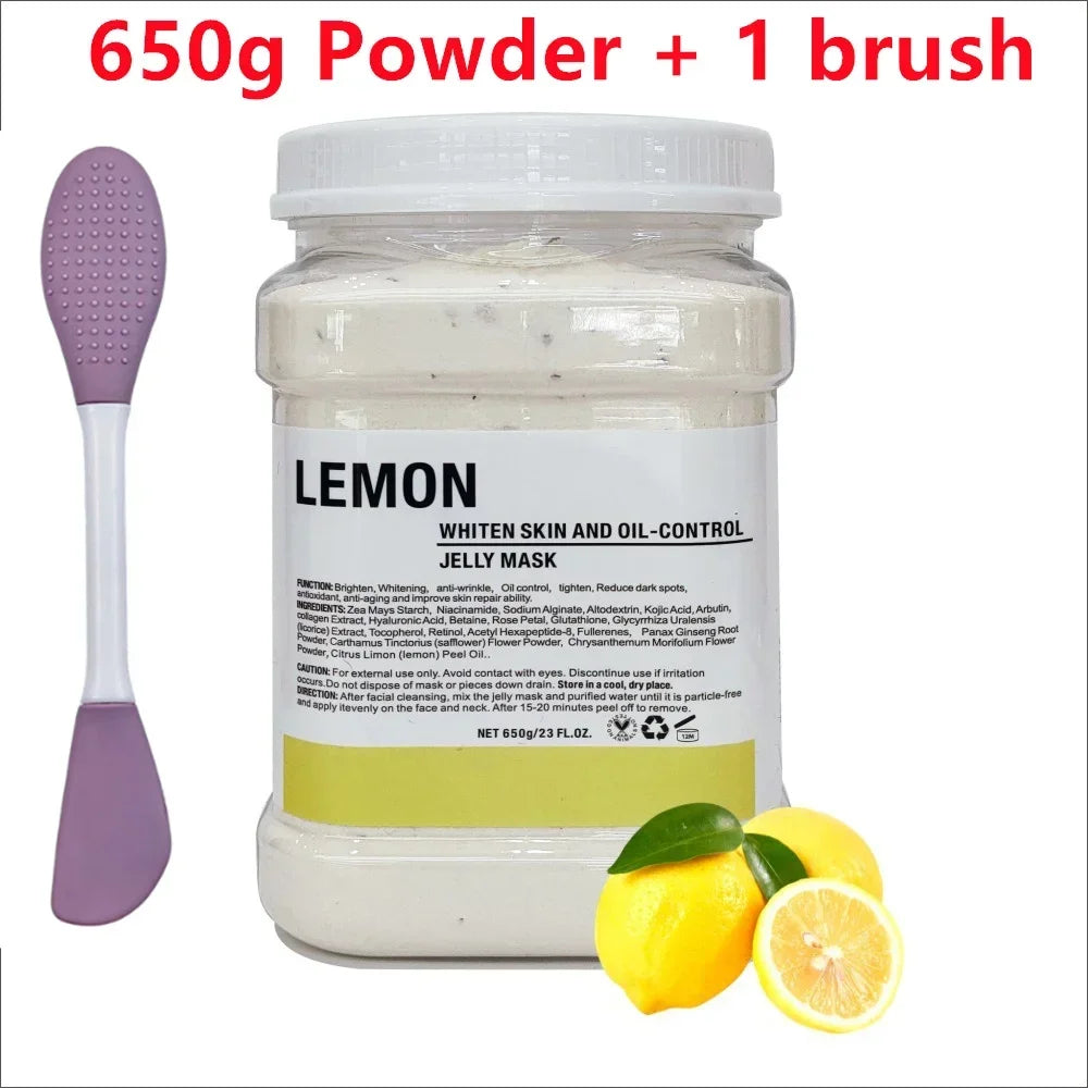 650g Chamomile & Hyaluronic Acid Facial Mask Powder – Moisturizing Rose Jelly Skin Care Mask with Silicone Brush for Elasticity Boost