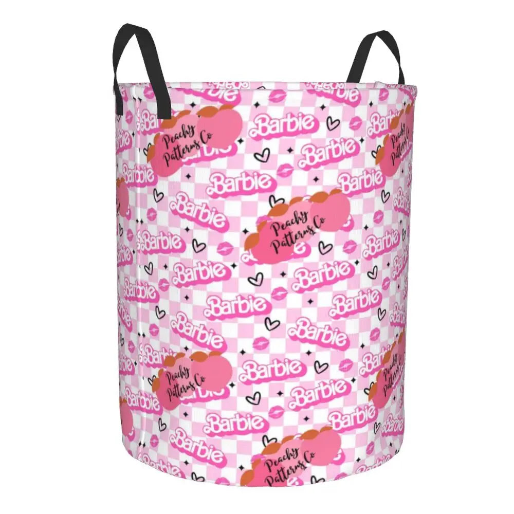 Custom Barbie Logo Laundry Basket – Collapsible Large Capacity Clothes Storage Bin, Disney Baby Hamper