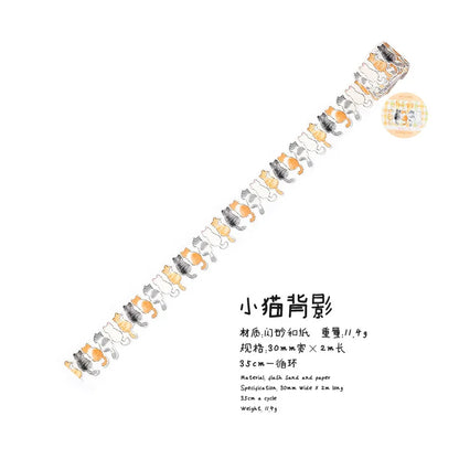 2m Cute Cartoon Cat Decorative Tape - DIY Scrapbook, Diary, Envelope and Journal Crafting Stationery