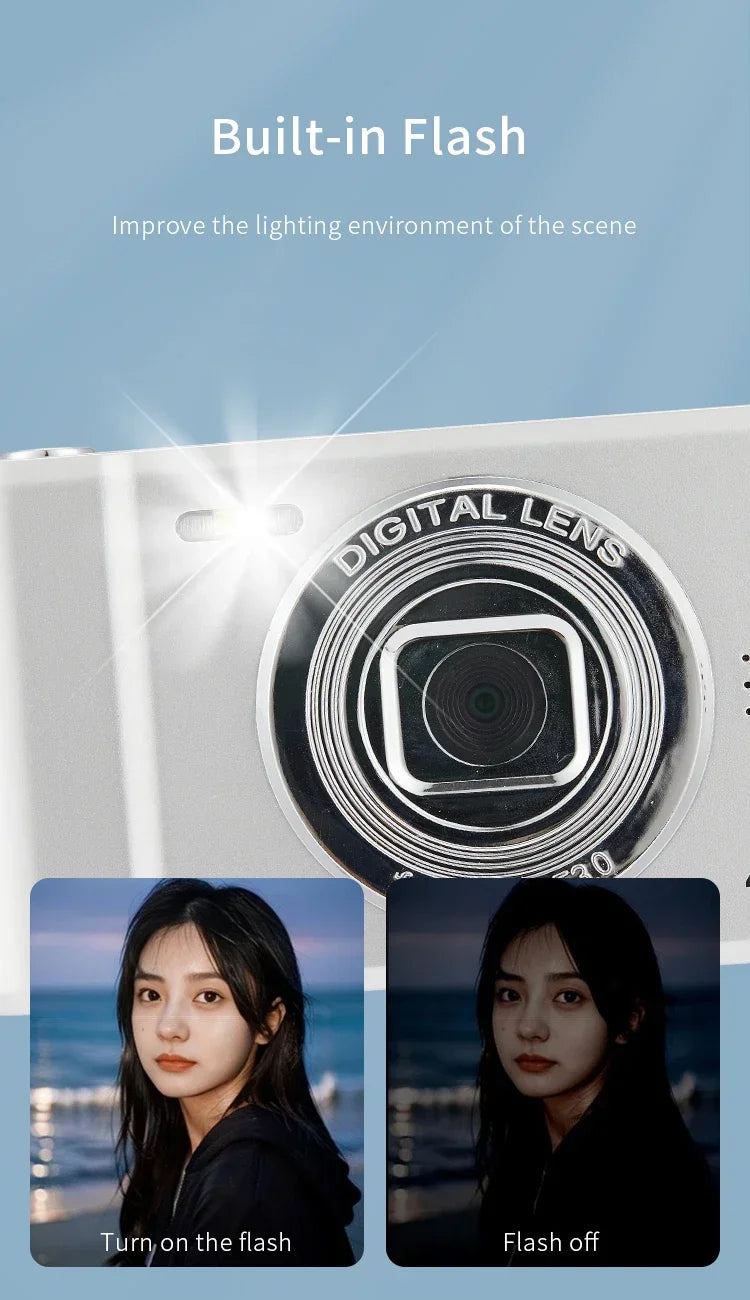 4K Digital Camera – 50MP Travel Selfie Camera with HD Zoom, 2.4-inch Screen, Mini Retro Cam for Kids & Beginners