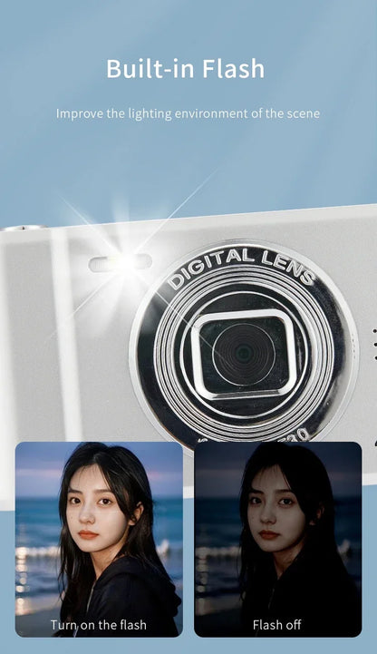 4K Digital Camera – 50MP Travel Selfie Camera with HD Zoom, 2.4-inch Screen, Mini Retro Cam for Kids & Beginners