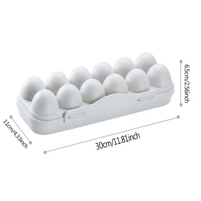 12 Grid Egg Holder Tray - Portable Plastic Egg Storage Container with Protective Case for Refrigerator, Camping & Travel
