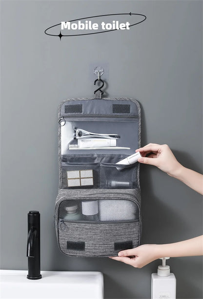 Portable Toiletry Washbag with Hanging Hook | Waterproof Cosmetic Storage Bag for Travel, Men & Women
