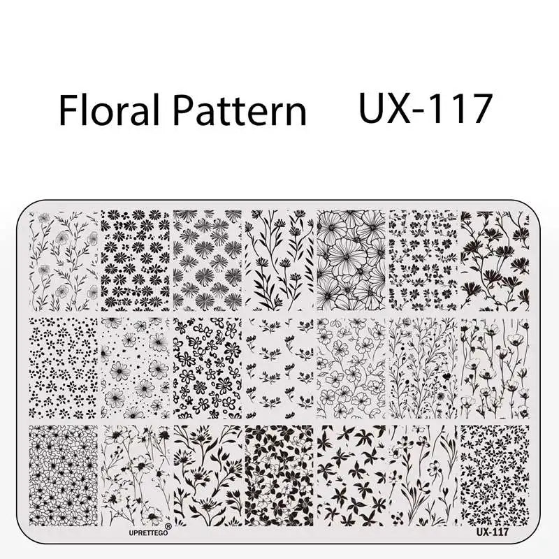 UX Serial 2 Stainless Steel Stamping Plate Template – Vintage Abstract Fabric Texture Pattern for Nail Art, Floral Lace, Xmas & Halloween Designs (UX52)