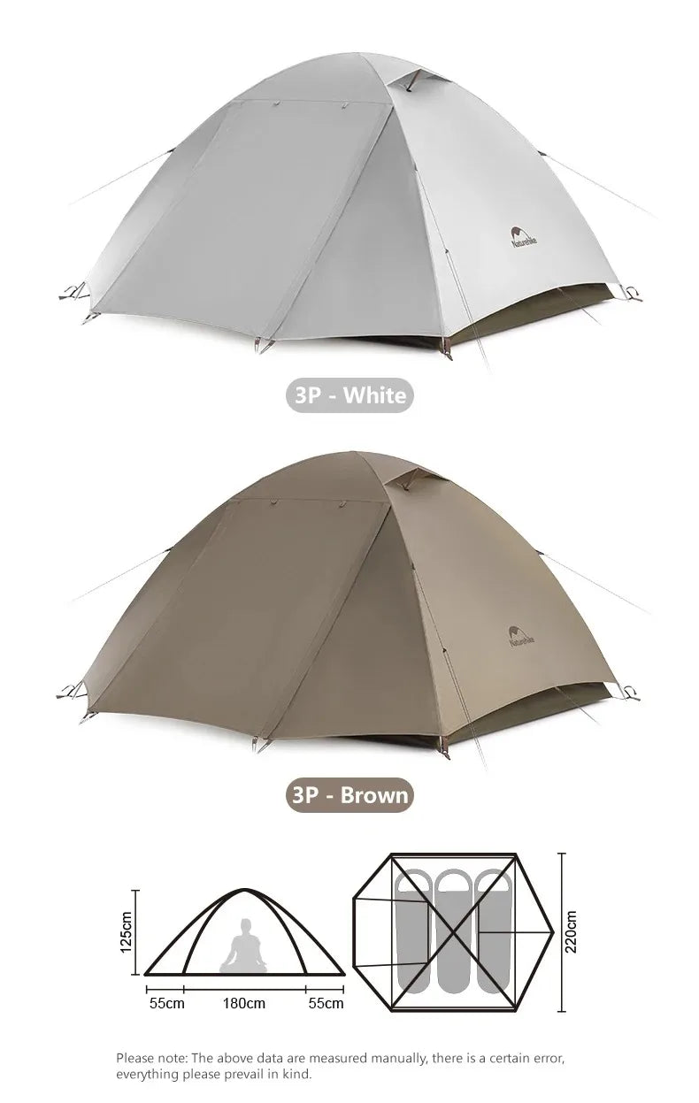 Naturehike 2-3 Person Camping Tent – Waterproof, UPF50+ Ultralight Outdoor Shelter for Hiking, Trekking & Sun Protection