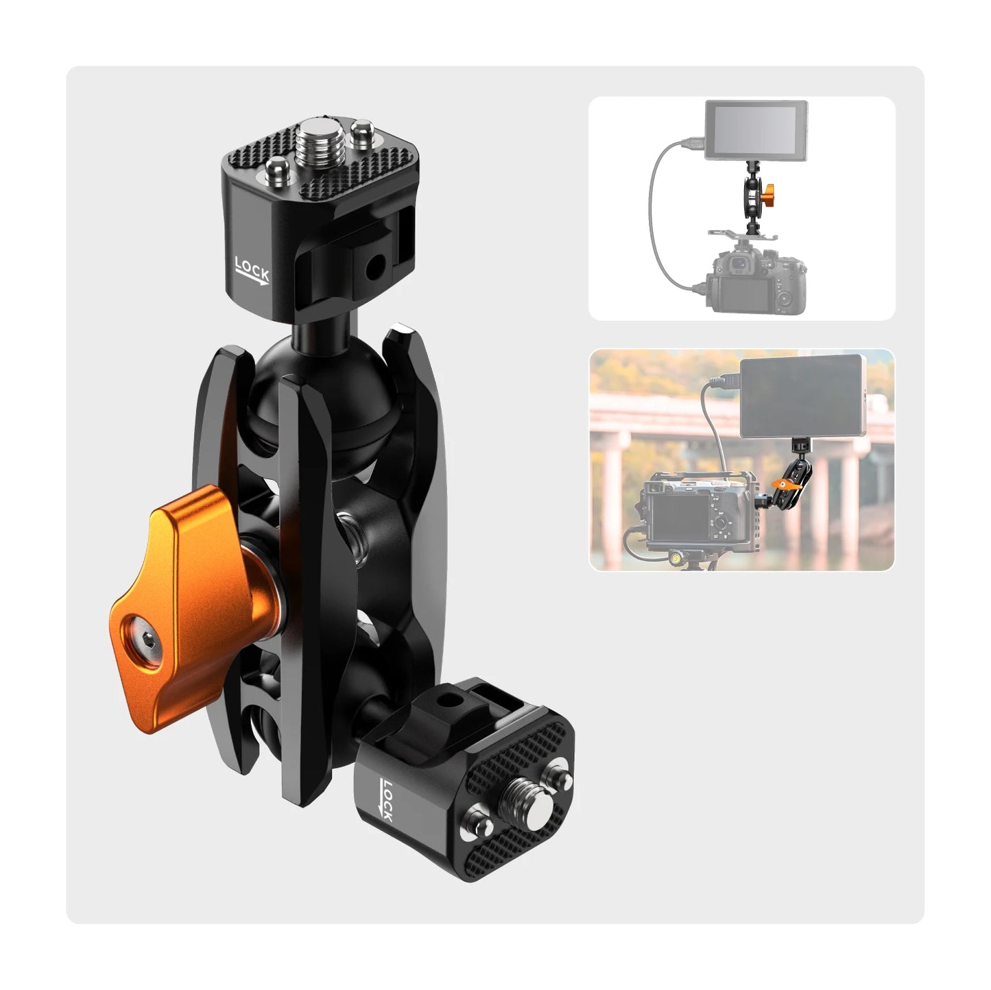 K&F Concept Multi-Functional Super Clamp with Double 360° Ball Head Magic Arm for GoPro, Insta360, DJI Osmo Action Camera, and Phone