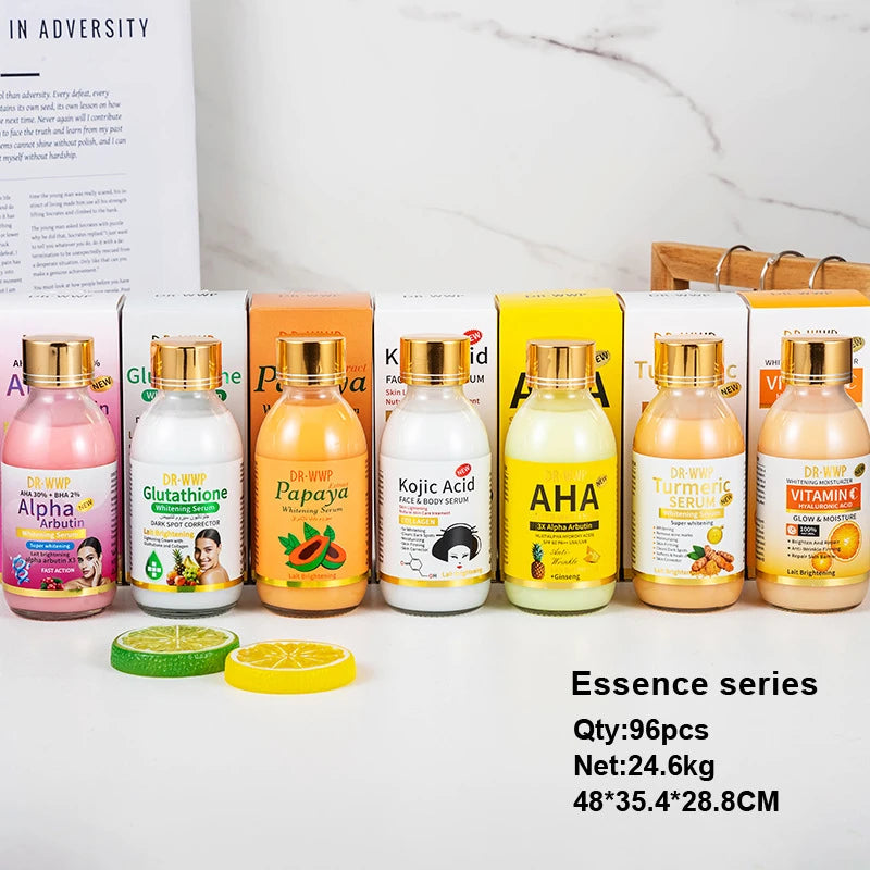 125ml Brightening Facial Essence – Arbutin, Turmeric & Vitamin C Hydrating Serum with AHA, Papaya, Glutathione & Kojic Acid