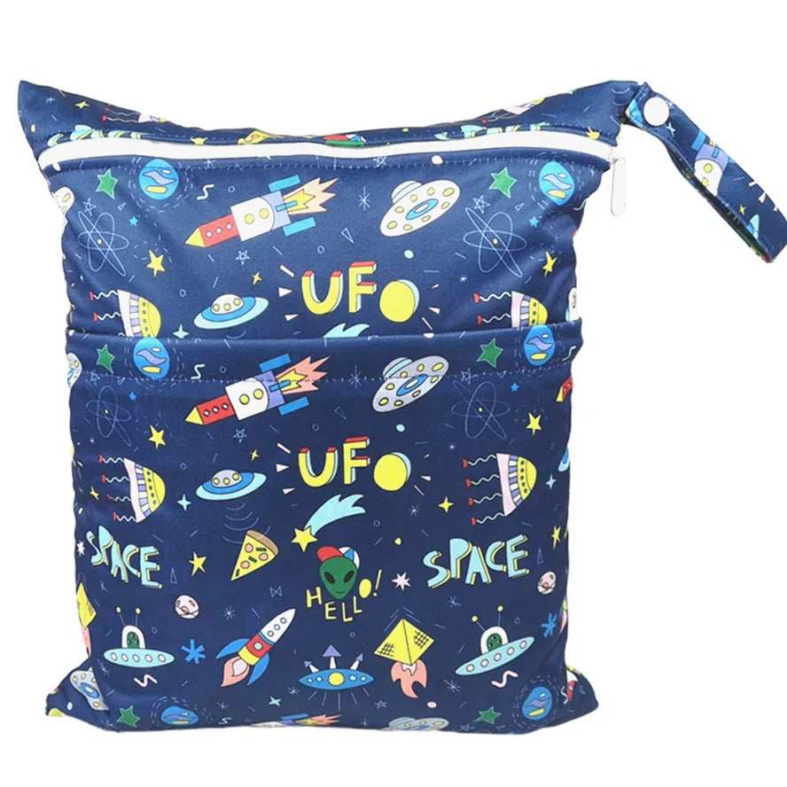 Sigzagor Wet & Dry Baby Diaper Bag – Waterproof Reusable Washable Nappy Bag with Double Zippers