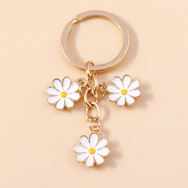 Sakura Flower Enamel Keychain - Colorful Cute Key Ring Handbag Accessory Gift for Women & Girls