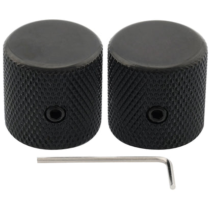 Musiclily Pro Guitar Control Knobs - 1/4 Inch Steel Flat Top Knobs with Set Screws for Electric Guitar & Bass (2PCS)