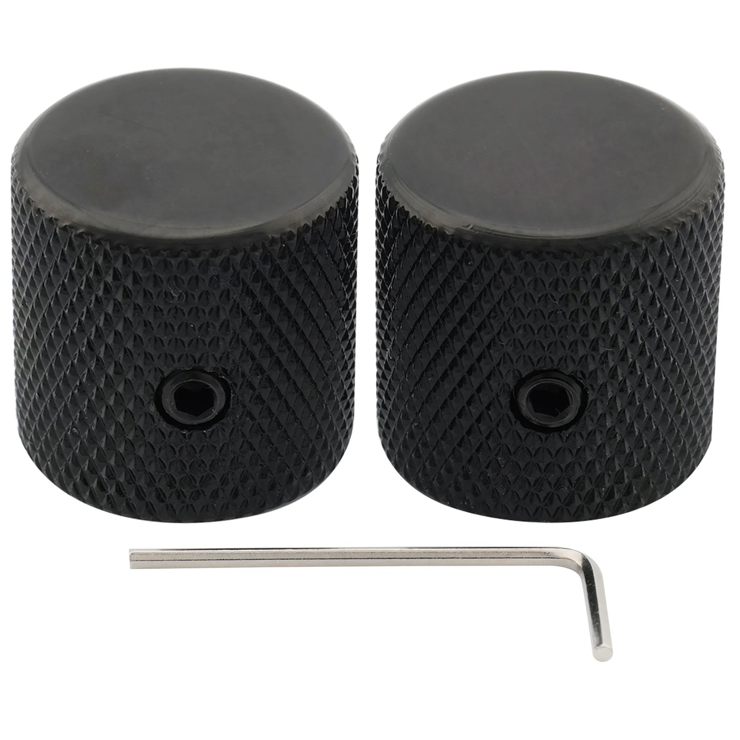 Musiclily Pro Steel Guitar Knobs - 1/4 Inch Fine Knurled Flat Top Control Knobs with Set Screws for Bass & Electric Guitar